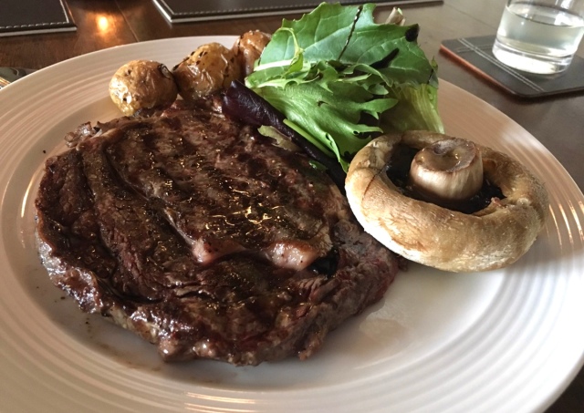 Rib-eye steak from the Coleridge Restaurant, Exmoor 